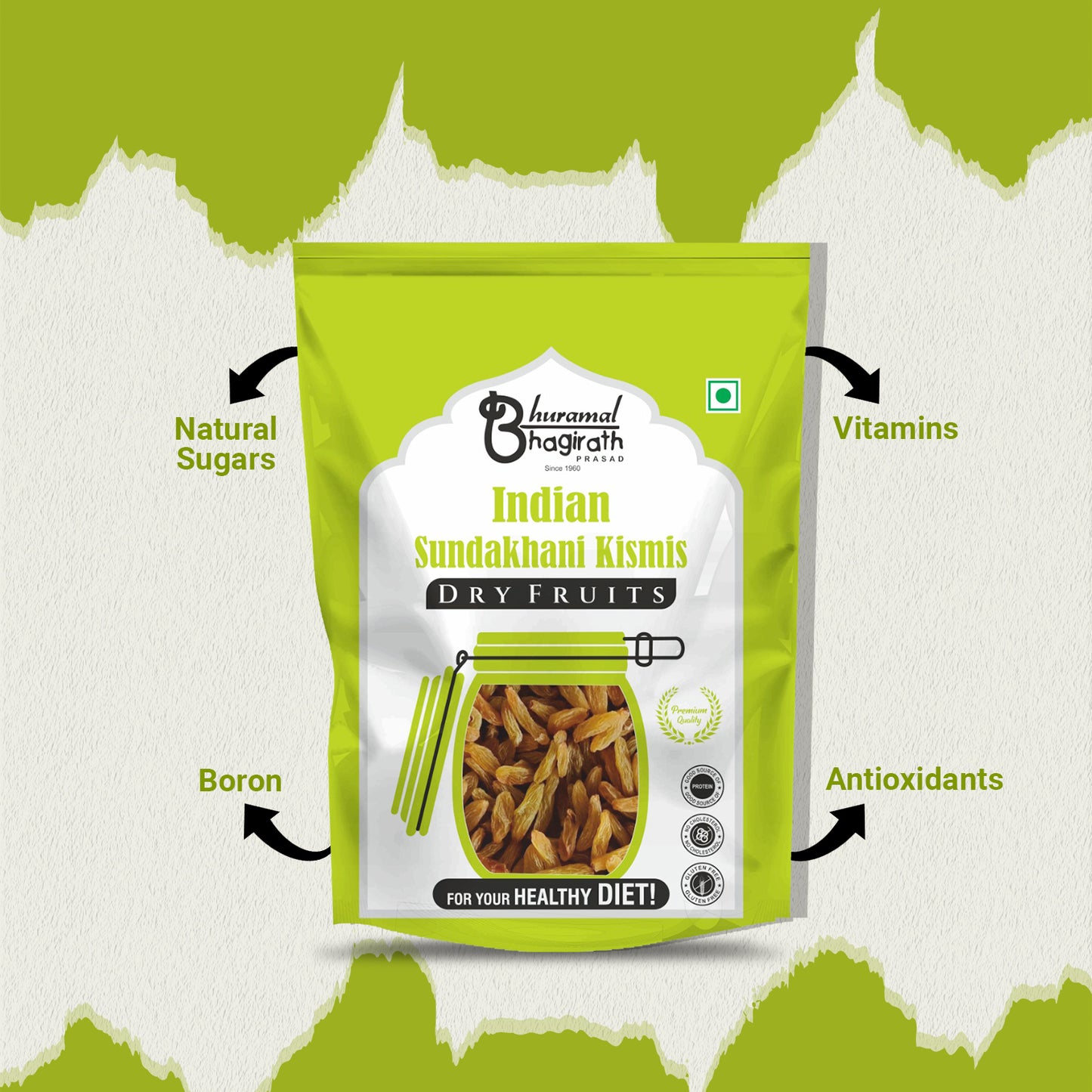 Buy Premium Indian Sundakhani Kismis (Raisins) – Natural Dry Fruits for Health & Taste | Bhuramal Bhagirath